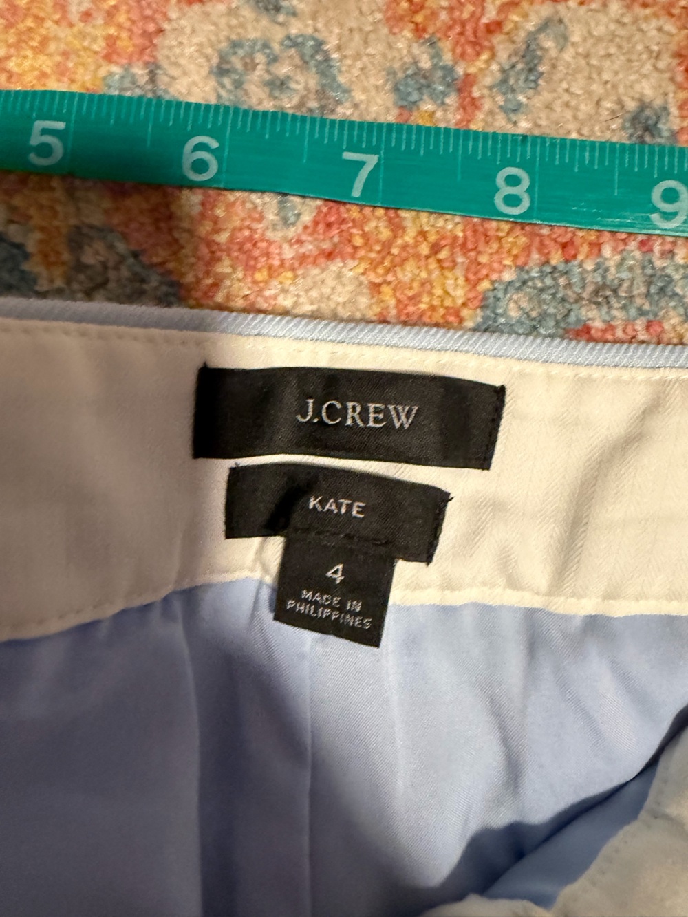J.Crew Kate blue linen straight leg trousers/pants - Picture 3 of 4